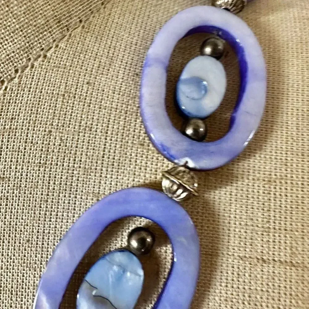 Blue oval Abalone necklace